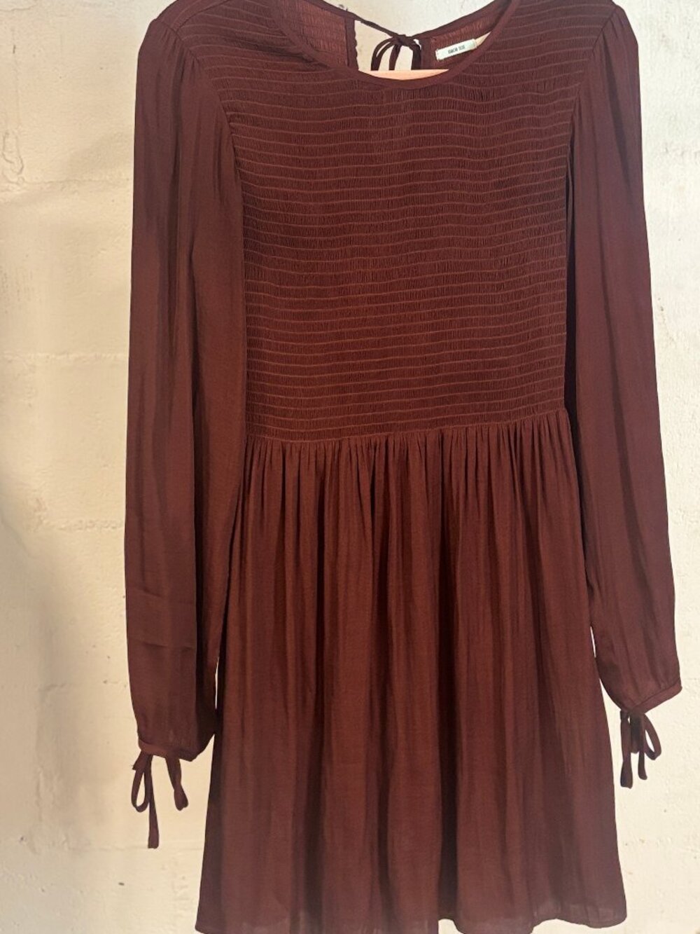 Kimchi Blue Maroon Smocked Long Sleeve Mini Dress - Medium - Worn Once